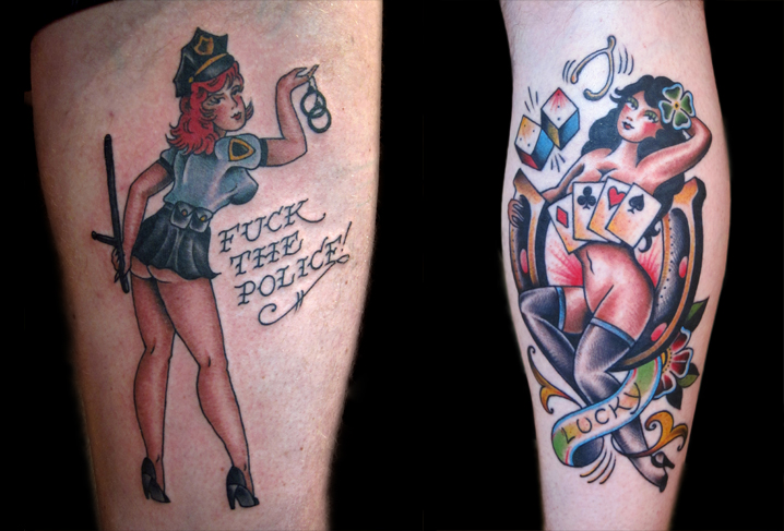 Tatouage Old School Pin-up par Artwork Rebels