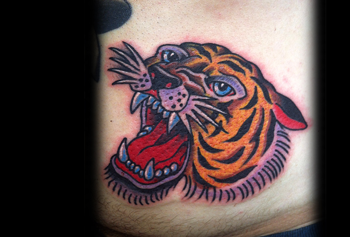 Tatouage Old School Tigre par Artwork Rebels