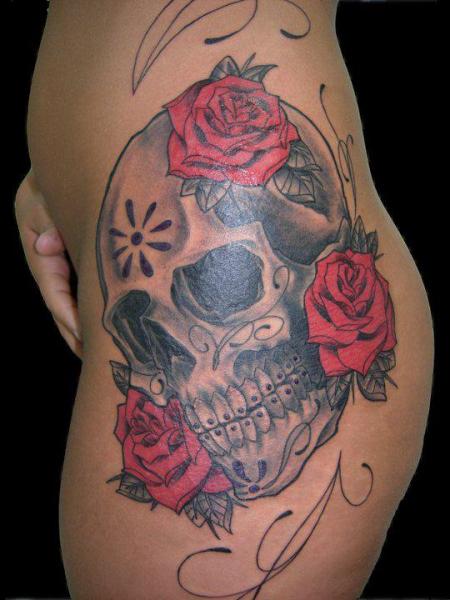 Side Skull Tattoo by Burning Monk Tattoo