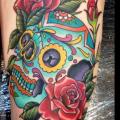 New School Leg Mexican Skull tattoo by Black 13 Tattoo