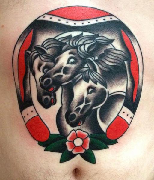 Олд Скул Лошадь татуировка от Black 13 Tattoo