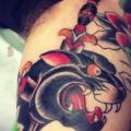 Arm Old School Dagger Panther tattoo by Black Cat Tattoos