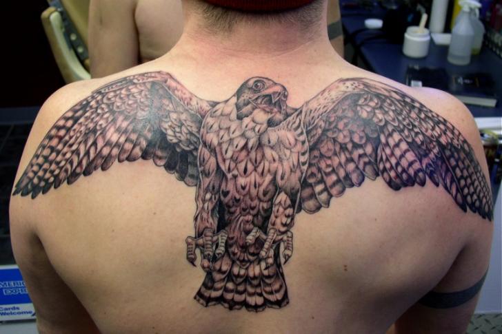 Tatuaggio Realistici Schiena Aquila di Bugaboo Tattoo