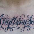 Chest Lettering tattoo by Bugaboo Tattoo