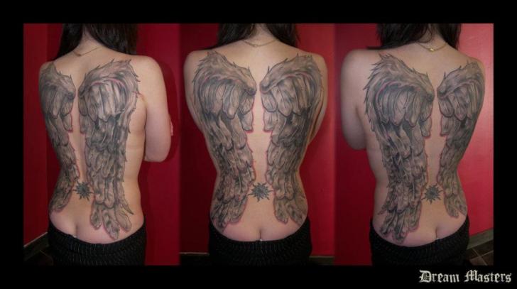 Fantasy Back Wings Tattoo by Dream Masters