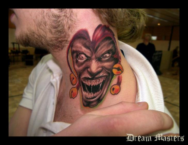 Fantasy Neck Joker Tattoo by Dream Masters
