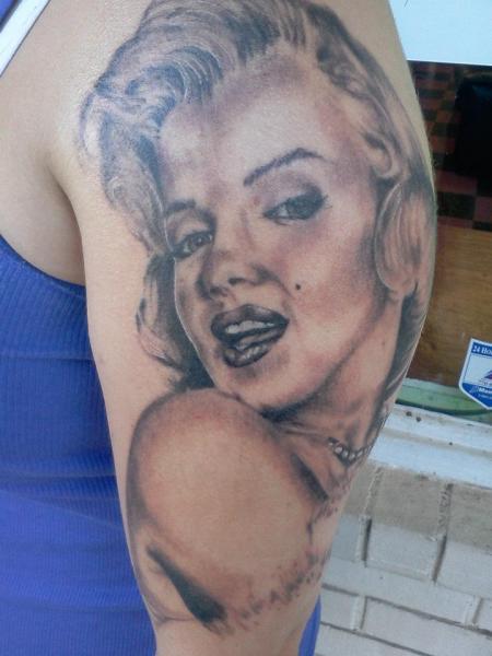 Shoulder Realistic Marilyn Monroe Tattoo by Epic Tattoo