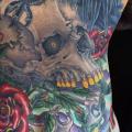 Flower Skull Back Butt Crow tattoo by Eye Of Jade Tattoo