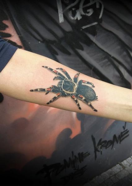Arm Realistic Spider 3d Tattoo by Bloody Blue Tattoo