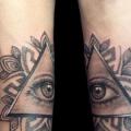Arm Eye God Dotwork Triangle tattoo by Bloody Blue Tattoo