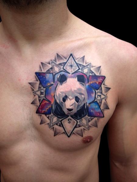 Brust Panda Tattoo von Bloody Blue Tattoo