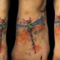 Ступня Стрекоза акварель татуировка от Bloody Blue Tattoo