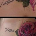 Schulter Blumen Rose Aquarell tattoo von Bloody Blue Tattoo