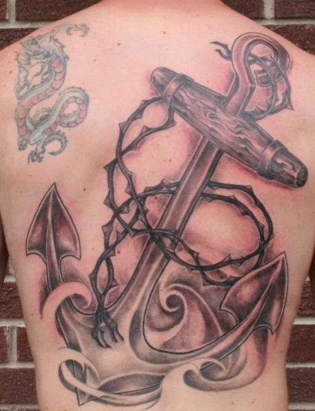 Realistic Back Anchor Tattoo by Flesh Tattoo Company