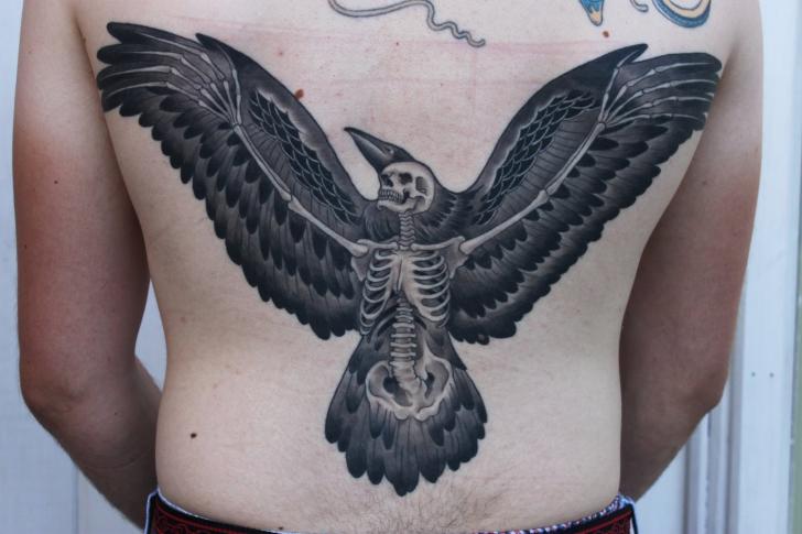Rücken Krähen Skeleton Tattoo von Full Circle Tattoos