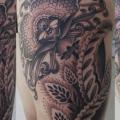 Leg Flower Bee tattoo by Full Circle Tattoos