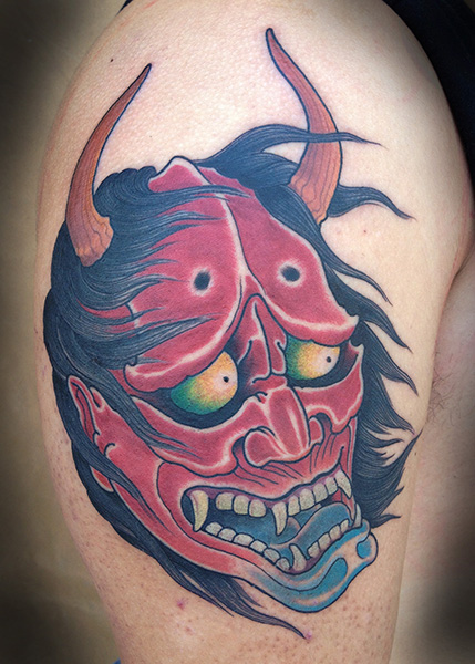 Shoulder Japanese Demon Tattoo by Full Circle Tattoos