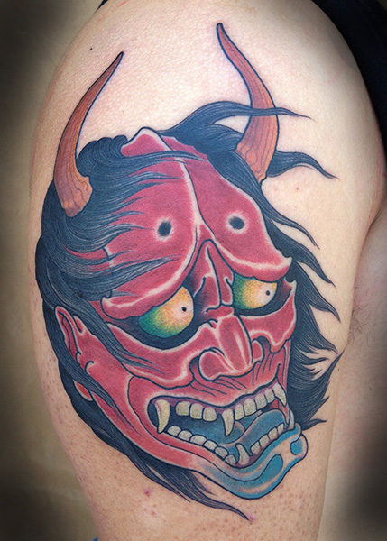 Tatuaje Hombro Japoneses Demonio por Full Circle Tattoos