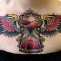 Old School Clepsydra Wings Breast tattoo by Graceland Tattoo