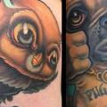 Dog Owl Character tattoo by Guru Tattoo