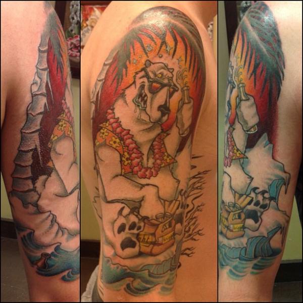 Shoulder Fantasy Bear Tattoo by Guru Tattoo
