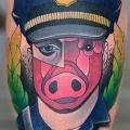 Calf Pig Cop Police tattoo by FreiHand Tattoo