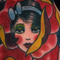 Old School Blumen Frauen Hand tattoo von FreiHand Tattoo