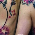 Shoulder Flower Star Back tattoo by FreiHand Tattoo