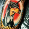 Arm Realistic Dog Mirror tattoo by Hidden Hand Tattoo