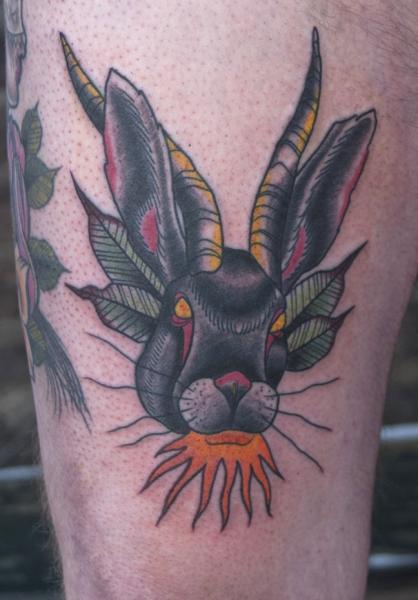 Tatuaje Fantasy Old School Conejo por High Street Tattoo