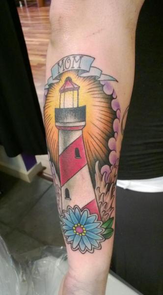 Arm New School Leuchtturm Tattoo von Immortal Image Tattoos