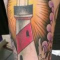 Arm New School Lighthouse tattoo by Immortal Image Tattoos