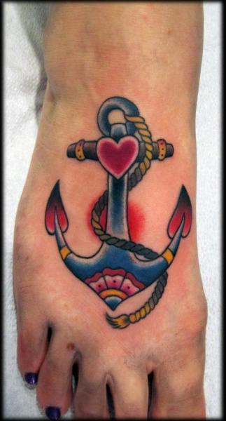 Old School Foot Anchor Tattoo by Inborn Tattoo