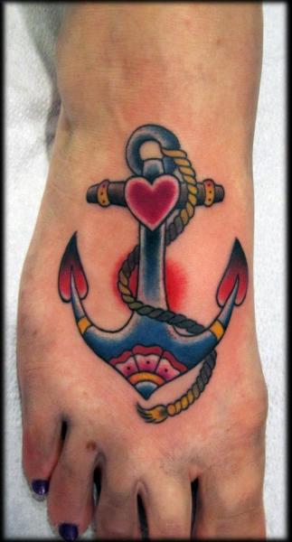 Old School Foot Anchor Tattoo By Inborn Tattoo