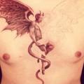 Brust Engel Teufel tattoo von Indipendent Tattoo