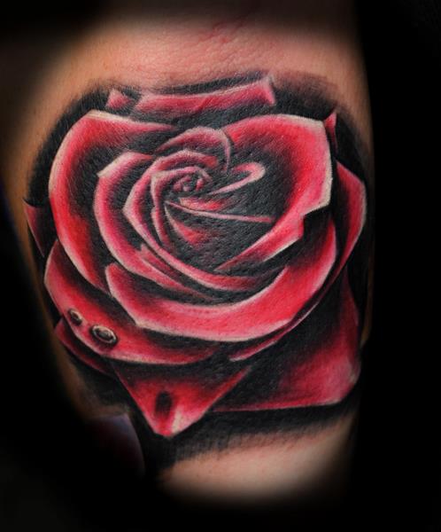 Realistic Rose Tattoo by Industry Tattoo