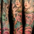 Arm Old School Blumen Frauen tattoo von Ink and Dagger Tattoo