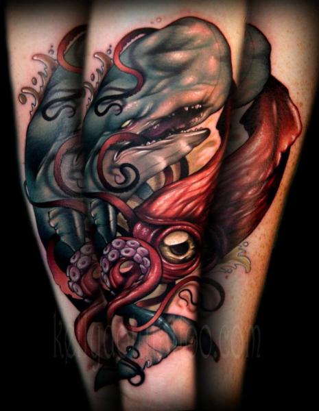 Tatuaggio Braccio Balena Polpo di Ink and Dagger Tattoo