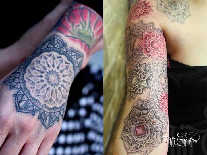 Arm Hand Dotwork Tattoo by Art Corpus
