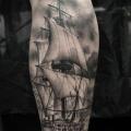 Calf Galleon tattoo by Art Corpus