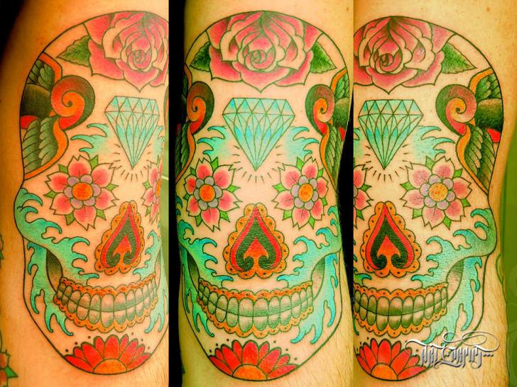 Tatuaje Cráneo Mexicano por Art Corpus