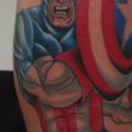 tatuaje Brazo Fantasy Capitán América por Invisible Nyc