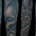 Arm Biomechanical Skull tattoo by Invisible Nyc