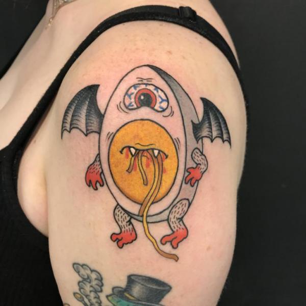 Shoulder Egg Tattoo by Invisible Nyc