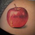 Shoulder Realistic Apple tattoo by Invisible Nyc