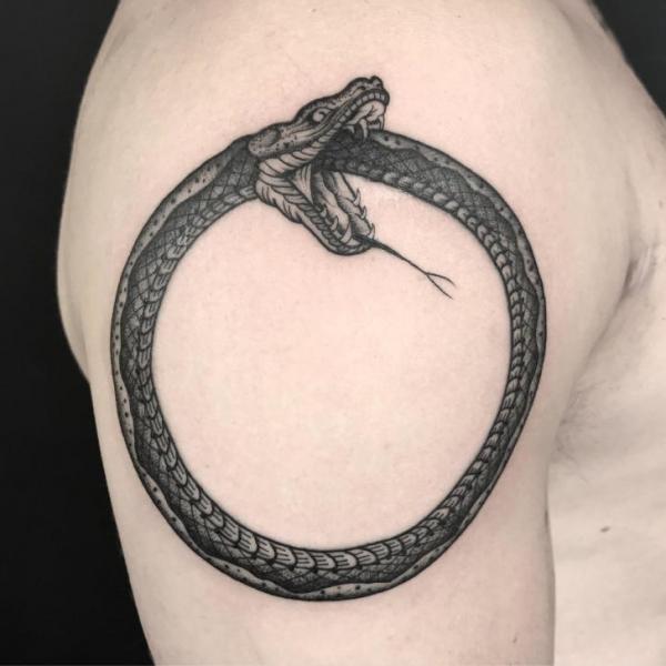 Shoulder Snake Tattoo by Invisible Nyc