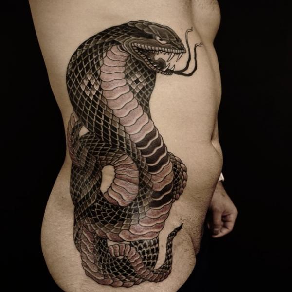 Snake Side Tattoo by Invisible Nyc
