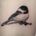 Realistic Bird Thigh tattoo by Invisible Nyc