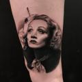 Portrait Thigh Woman tattoo by Invisible Nyc