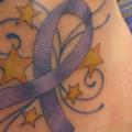 Foot Star Ribbon tattoo by Inxon Tattoo